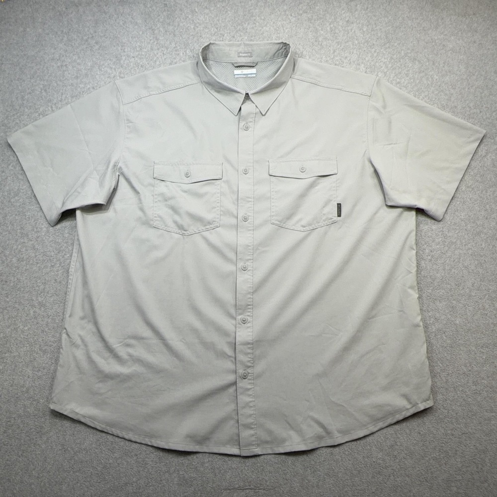 Columbia Silver Ridge Shirt Mens XXL Gray Short Sleeve Vented Fishing Outdoor